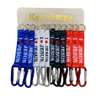 Carabiner Key Ring with Strap [I Love Jesus]